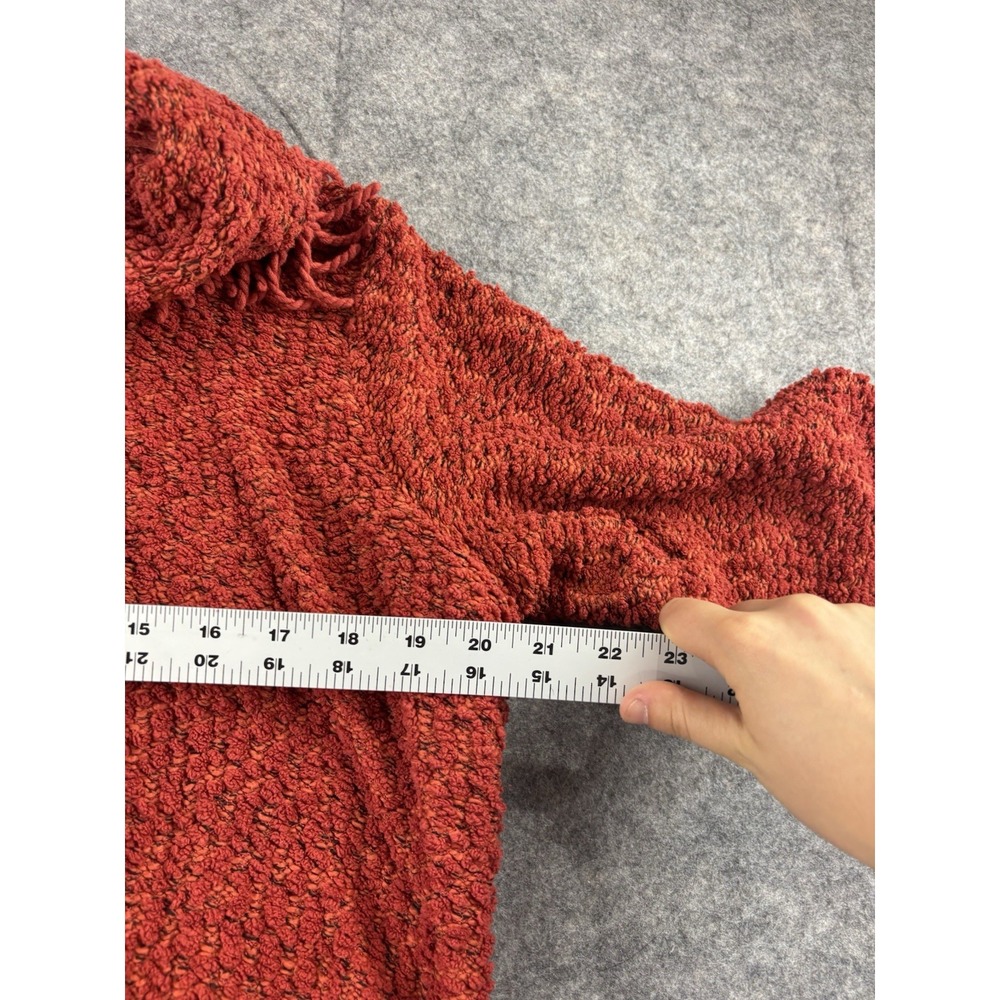 Ali Miles Women's Plus 1X Red Cowl Collar Knit Sweater Yarn Fringe Textured Knit - Picture 4 of 7
